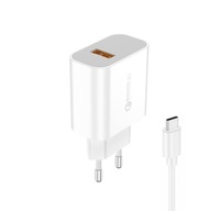 Foneng EU46 nástenná nabíjačka - USB - 18W 3A s káblom USB na typ C biela