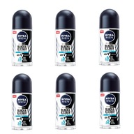 NIVEA MEN BLACK AND WHITE antiperspirant roll-on podpazušie pre mužov 50ml x 6