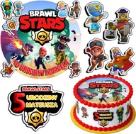 SÚPRAVA TORTOVÝCH TORT 30 CM + 17 POSTAVIEK - BRAWL STARS + MENO 24CM 26 CM