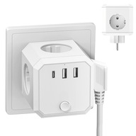 7v1 CUBE MULTI-SOCKET ZÁSUVKA a 2 USB PORTY