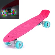 Ružový LED flashboard skateboard 56cm ABEC5