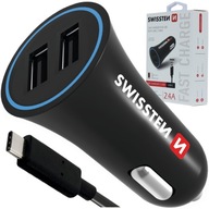 SWISSTEN Autonabíjačka 2,4A 2x USB + kábel