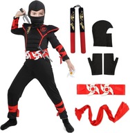 Kostým BLACK NINJA SHURIKEN DRAGON 110/122 + NUNCHAKU