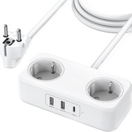 Sieťový predlžovací kábel 2xUSB 1xUSB-C 2xSchuko Ugreen