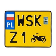 Žltý štítok pre vintage motocykel WSK Z1