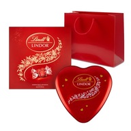 Lindt darčeková sada praliniek LINDOR mliečne srdce 50g a bonboniéra 150g