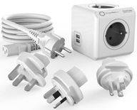 Allocacoc Cube cestovný pásik 2xUSB + zástrčky UK USA SVET + kábel