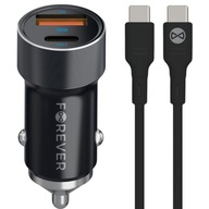 Autonabíjačka s USB-C káblom, dva USB + USB-C vstupy Forever