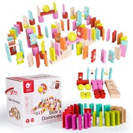 DREVENÉ BLOKY PUZZLE FAREBNÝ DOMINOS KLASICKÝ SVETOVÝ VZDELÁVACÍ SET