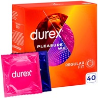 Kondómy DUREX PLEASURE MIX 2 rôzne druhy, pruhované výstupky, 40 ks.