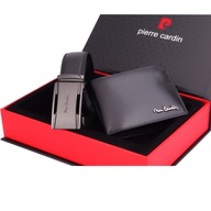 Pierre CARDIN BLACK LEATHER Set opasok + peňaženka