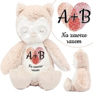 Teddy Bear maskot SOVA Na Valentína VAŠE INICIÁLY Vzor