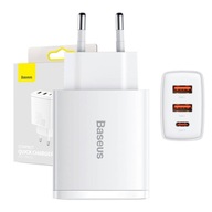 SIEŤOVÁ NABÍJAČKA 3xUSB QC PD 30W RÝCHLE VÝKONNÉ USB C USB-C BIELY IPHONE 15