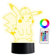 XL LED NOČNÁ LAMPA 3D Pikachu Pokémon 16 farieb + gravírovanie MENA diaľkového ovládača