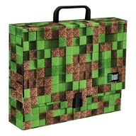 Tvrdá školská aktovka s rúčkou, široká 9cm XL A4 PIXELOVÉ KOCKY Minecraft