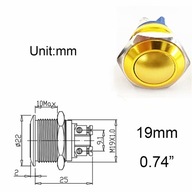 Žltý štýl Tlačidlo 19 mm (0,74 palca) mm Kovová str