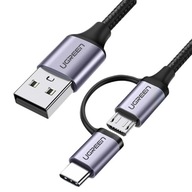 Ugreen 2v1 USB - MicroUSB / USB-C adaptérový kábel 1m