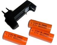 Nabíjačka +3x akumulátor 26650 6800mAh 3,7V LI-ION akumulátor