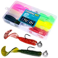 Etuso Twisters + Jig Head Set 36 gumových rybárskych návnad