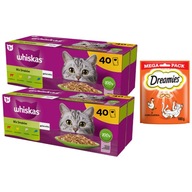 Whiskas zmes príchutí mokrých potravín s mačkou 80x85g +zadarmo