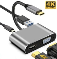 ADAPTÉR 4v1 HDMI 4K VGA HUB USB-C USB 3.0 PD