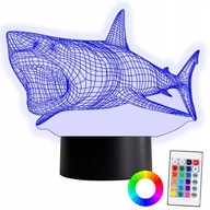 XL 3D Shark LED nočná lampa 16 farieb + diaľkové ovládanie