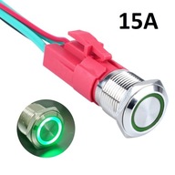 VYPÍNAČ 15A BISTABILNÉ TLAČIDLO ZAP/VYP LED 16mm 12V 24V ODOLNÉ VANDALU