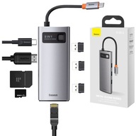 HUB USB-C PD 2xUSB HDMI RJ45 Ethernetová čítačka kariet