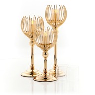 Sada svietnikov Glamour Lampion Chrome Gold