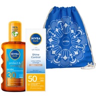 Farbiaci krém NIVEA SUN SPF50 + opaľovací olej + vrecúško