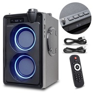 Bluetooth reproduktor 20W BEZDRÔTOVÝ 9h LED USB SD RÁDIO AUX BLACK KARAOKE