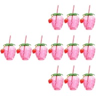 Hrnček na jahody Priehľadné plastové poháre na slamky 12 ks