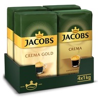 Zrnková káva Jacobs Crema, sada Crema Gold 4kg