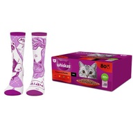 WHISKAS Adult 80x85g klasické jedlá + ponožky