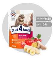 CLUB 4 PAWS mokré krmivo pre mačky - Teľacie mäso v omáčke 24x100 g