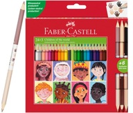 Trojuholníkové pastelky Faber Castell 24 farieb + 3 obojstranné tóny pleti