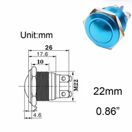 Modré tlačidlo 22 mm (0,86 palca) mm Kovové