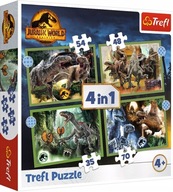 PUZZLE 4V1 NEBEZPEČNÉ DINOSAURY JURSKÝ SVET DINO 4+