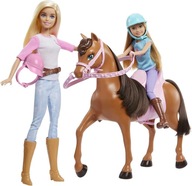 BARBIE JOCKEY SET STED KONI LEKCIA 2 BÁBIKY + KÔŇ A DOPLNKY