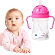 B.box fľaša na vodu pre deti - sippy pohár so slamkou 240 ml ružová námornícka modrá 6m+