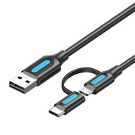 2v1 USB na USB-C 3A/mikro USB 2A 1m adaptérový kábel Vention Quality