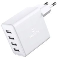 RÝCHLA SIEŤOVÁ NABÍJAČKA 4 x USB SWISSTEN 20W