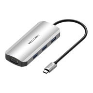 USB-C dokovacia stanica pre HDMI, VGA, 3x USB 3.0, PD 0,15m TOIHB (sivá)