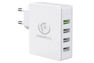 NABÍJAČKA REBELTEC H410 QC 3.0 4xUSB BIELA