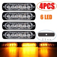 4x 6 LED Amber Strobe Recovery Blikajúce svetlo gri