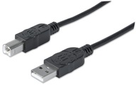 Manhattan USB 2.0 A-B M/M USB kábel, 1,8 m, čierny