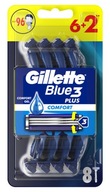 GILLETTE BLUE 3 PLUS COMFORT SADA 8 holiacich strojčekov - MODRÁ