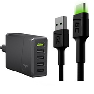 5xUSB nabíjačka + LED USB - USB - USB-C kábel 1,2m