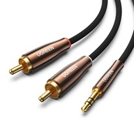 Uzelený kábel audio kábel 3,5 mm mini jack (samec) - 2RCA (samec) 2m medený