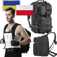 VOJENSKY TACTICAL SURVIVAL BACKBACK 38L ČIERNY PEVNÝ BALENIE MASÍVNE Zipsy